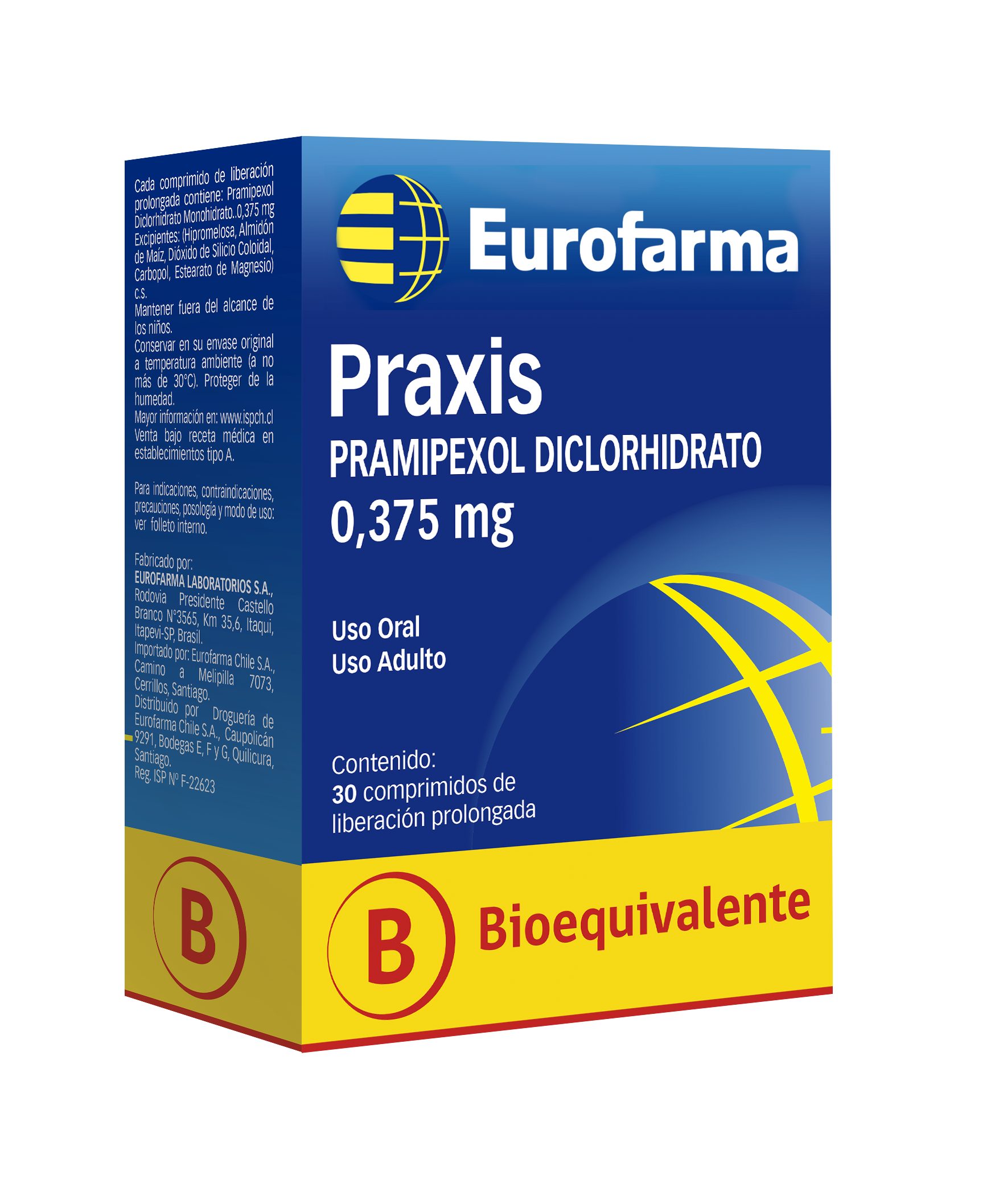 Praxis 0,375 mg. (Diclorhidrato de Pramipexol Monohidrato) bioequivalente